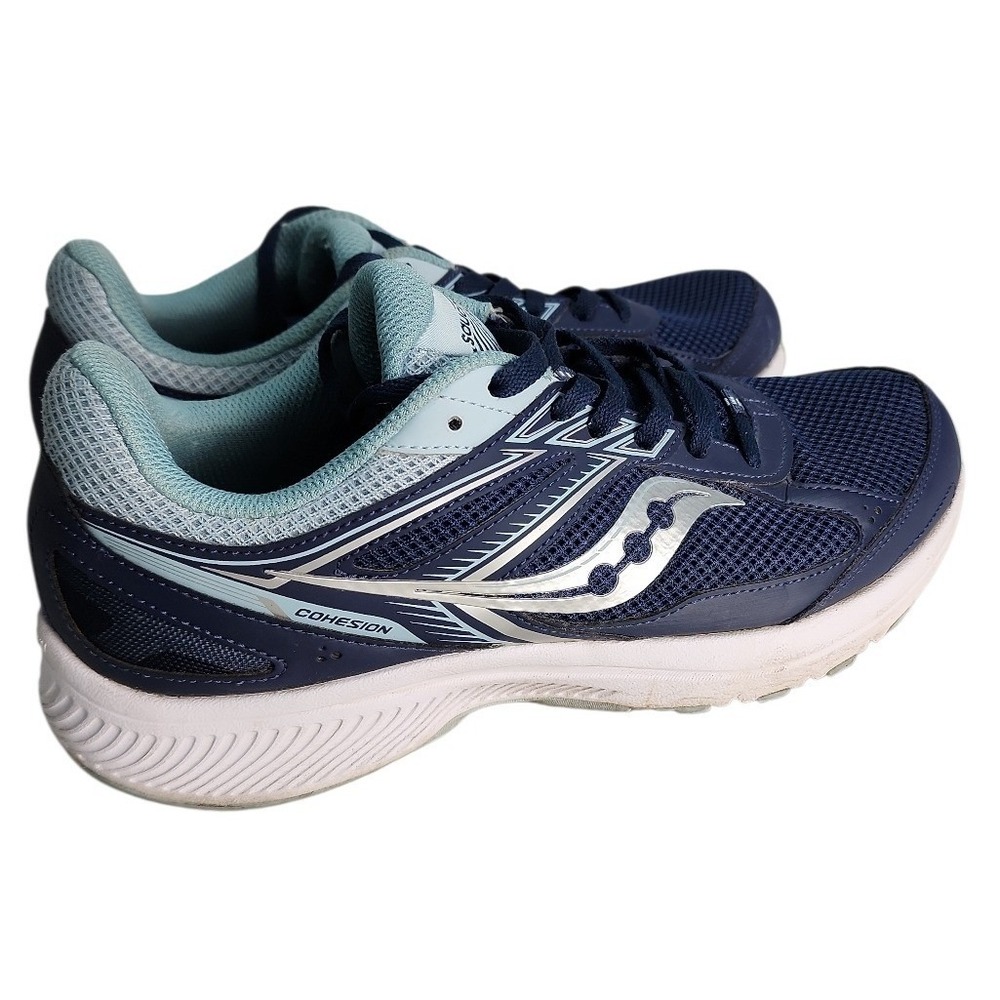 Saucony Cohesion 14 Running Shoes Womens 10 Blue Silver Athletic Sneakers Active